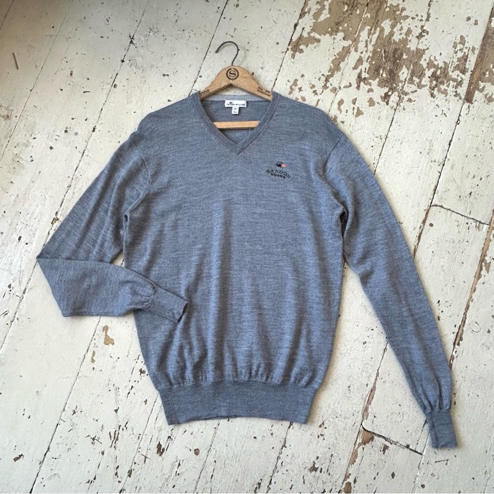 Peter Millar Brandon Dune Golf V-Neck Merino Wool Blend Sweater
